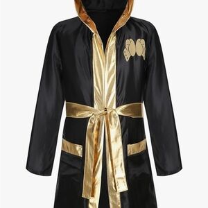 Boxing robe and shorts cosplay black and gold unisex adult